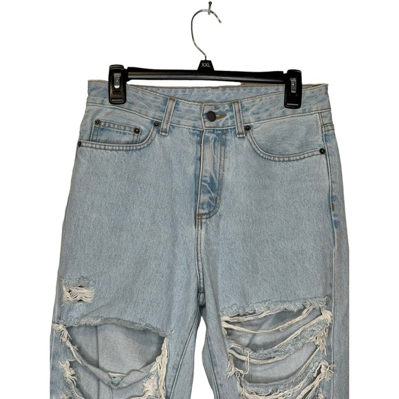 Carmar Women's Jeans Destroyed Ripped Boyfriend‎ Denim Cotton Light Wash Blue 26 - Picture 4 of 11